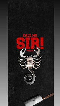 a poster with the words call me siri on it and a knife next to it