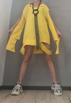 "DRESSSHOESCODE  Asymmetric Linen Dress, Avant Garde Tunic ❤️ Extravagant designs and high quality fabrics! ❤️ Materials & Care Linen Hand wash at low temperatures. Do not machine dry. Do not dry clean! ❤️ Sizing We can make your piece from XS to 5XL! Everything in the shop can be also made according to your measures free of charge! ❤️ Shipping ✈ Ready to ship The time I need to prepare an order for shipping varies. For details, see individual items. Priority shipping is used for all our package Loose Tunic, Linen Clothing, 13 Days, Beach Shirt, Beach Shirts, Womens Tunics, Linen Clothes, Linen Dress, Womens Clothing Tops