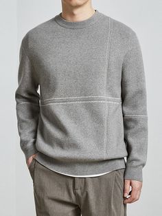 Crewneck Lines Knit Sweater Easy 30 day return policy Pola Jaket, F Men, Mens Casual Dress Outfits, Mens Casual Dress, A Dress, Types Of Shirts, Dress Shirt, Help Me, Knit Sweater