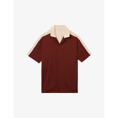 Find REISS Castro Relaxed-fit Short-sleeve Stretch-woven Shirt M on Editorialist. Reiss stretch-woven shirt88% polyester, 12% elastaneExposed button fastening at frontRelaxed fit, Cuban collar, short sleeves, colour-block design, all-over plisse textureMachine wash coldModel is 6ft 2in/1.88m and wears a size mediumLightweight, slight stretch Red Polo Collar Top For Fall, Brown Fitted Tops With Spread Collar, Brown Fitted Top With Spread Collar, Fitted Shirt With Polo Collar And Placket, Fitted Brown Polo Top, Brown Camp Collar Top For Work, Classic Brown Top With Camp Collar, Fitted Polo Collar Shirt For Fall, Fitted Shirt With Camp Collar For Work