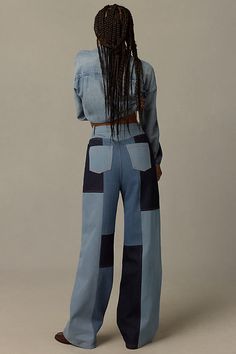 Denim, decoded: This fall, we’re digging denim in every corner of our closet. | Patchwork High-Rise Wide-Leg Jeans by Avec Les Filles in Blue, Women's, Size: Smallmall, Cotton at Anthropologie La Aesthetic, Clothing Reference, High Rise Wide Leg Jeans, French Girls, Runway Trends, Blue Fits, Create Outfits, Medium Blue, Wide Leg Jeans