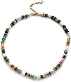 PRICES MAY VARY. Handmade Boho Gemstone Necklace: Meticulously handcrafted, this choker features colorful natural gemstones and genuine freshwater pearls, creating a unique piece of bohemian fashion jewelry. Vibrant Beaded Choker for Women: Embrace bohemian spirit with this eye-catching multicolor necklace, adding hippie chic style to any outfit. Natural Stones & Freshwater Pearls: Crafted from high-quality natural gemstones and authentic freshwater pearls, exuding organic, earthy charm ideal fo Hippie Chic Style, Bohemian Choker Necklace, Gemstone Choker Necklace, Multicolor Necklace, Earthy Jewelry, Gemstone Choker, Bead Choker, Boho Accessories, Hippie Jewelry