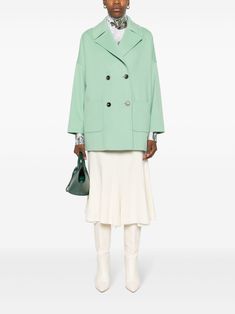 Find ALBERTO BIANI Double-breasted Virgin Wool Coat on Editorialist. mint green virgin wool felted finish notched lapels double-breasted button fastening long sleeves two front patch pockets straight hem Spring Double-breasted Tailored Wool Coat, Spring Tailored Double-breasted Wool Coat, Tailored Double-breasted Spring Wool Coat, Tailored Double-breasted Wool Coat For Spring, Spring Wool Coat With Double-breasted Button Fastening, Tailored Spring Wool Coat With Buttons, Long Sleeve Double-breasted Wool Coat For Spring, Tailored Wool Coat With Buttons For Spring, Spring Wool Coat With Double Button And Lapel Collar