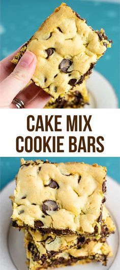 two pictures showing the same chocolate chip cookie bars