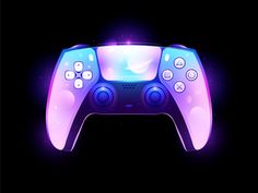 a glowing video game controller in the dark