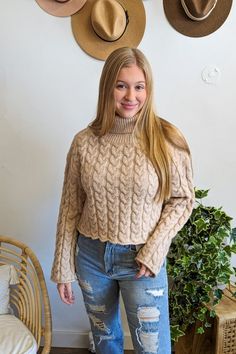 Introducing the Daniella Turtle Neck Sweater. Made with a thick braid and high quality materials, this sweater boasts a neutral tone that will easily complement any outfit. Keep cozy and stylish with this must-have piece in your wardrobe. Fits true to size. Taya is wearing a small. Thick Braid, Turtle Neck Sweater, Walk By Faith, Walking By, Neutral Tones, Turtleneck Sweater, Neck Sweater, Must Haves, Braids