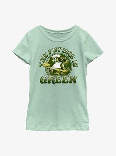 60% Cotton  40% PolyesterWash cold; dry lowImportedListed in youth sizes Green Crew Neck Tops For Earth Day, Green Casual Tops For Earth Day, Wall E, Girls T Shirt, Disney Pixar, Girls Tshirts, Pixar, The Future, Mens Graphic Tshirt