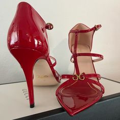 Never Worn. Original Packaging. Patent Leather Heels, Gucci Shoes, Leather Heels, Shoes Women Heels, Patent Leather, Shoes Heels, Packaging, Gucci, Women Shoes