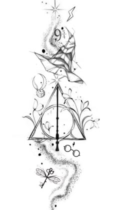 a harry potter tattoo design on the back of a woman's shoulder