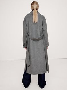 Wrap Coat, Skirt Long, First Look, A Line Skirts, Midi Length, Work Outfit, Heather Grey, Banana Republic, Wool Blend