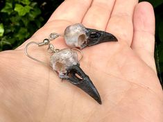 Raven Skull Earrings, 3d Printed Hand Painted Earrings, Cosplay Earrings, Goth Earrings, Grunge Earrings - Etsy Earrings Grunge, Grunge Earrings, Bear Trap, Earrings Goth, Goth Earrings, Raven Skull, Hand Painted Earrings, Gothic Earrings, Painted Earrings