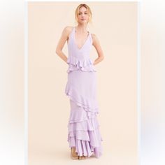 Please Note: Label / Tag Has Been Marked To Help Prevent Store Returns, Most Of My Items Are This Season & Still Being Sold In Store, Sold Out, Rare / One Of A Kind, Hard To Find, Custom Picked By Me, Thank You For Shopping My Closet! Purple Formal Dress, Purple Gowns, Structured Dress, Ruffle Maxi Dress, Striped Maxi Dresses, Ruffled Maxi Dress, Wrap Dress Floral, Sleeveless Maxi Dress, Anthropologie Dress