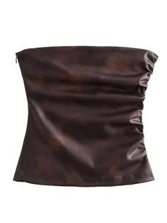 Luxurious Leather Blouse Cm Pp, Miniature Dress, Leather Blouse, Leather Crop Top, Deep V Dress, Lace Halter Dress, Faux Leather Top, Pleated Shorts, Leather Shorts