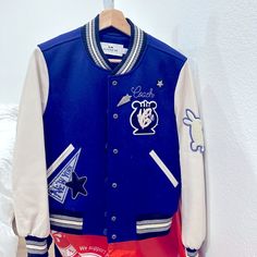 Brand New Without Tag Designer Long Sleeve Varsity Jacket For Fall, Designer Long Sleeve Varsity Jacket For Winter, Designer Long Sleeve Outerwear For College, Coach Fitted Winter Outerwear, Winter Coach Fitted Outerwear, Casual Coach Winter Outerwear, Coach Long Sleeve Outerwear For Fall, Coach Jacket, Baseball Jacket