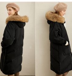 This down coat make with 90% duck down ,very warm in the winter .also could be custom made for any size. This is a winter down jacket fill with down.we design it with a very thick and warm style.this hooded down jacket could keep you very warm in the cold winter.the side pockets is very useful.a unique design women winter coat. Material: 90% duck down ,polyester Style: Casual Package Contents: 1 x down coat S:Length:96cm chest:106cm shoulder:39 cm sleeve:60cm M:Length:96cm chest:110cm shoulder:4 Winter Down Outerwear, Thick Duck Down Outerwear For Fall, Winter Duck Down Outerwear With Padded Collar, Winter Duck Down Puffer Jacket With Pockets, Black Puffer Jacket For Winter Cold Weather, Winter Duck Down Puffer Jacket, Winter Parka With Padded Collar, Winter Parka With Padded Collar For Cold Weather, Winter Parka For Cold Weather