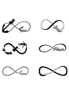 six different logos with the words love and an arrow in each one's hand