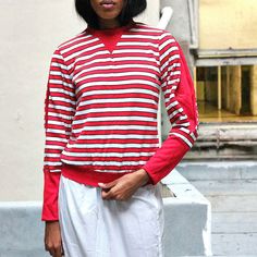 Step back in time with our 1970s Striped Pullover Sweatshirt - a gem that combines Fashionable Comfort with Casual Elegance. This isn't just a sweatshirt; it's a statement piece radiating trendy confidence and vintage charm.
Every detail whispers stylish comfort, from cozy puff sleeves to the retro stripes reflecting the spirited essence of the 70s. Our sweatshirt is tailored for fashion enthusiasts and professionals, perfect for casual Fridays or chic weekends.
Size: S/M Vintage Crew Neck Tops For Layering, Vintage Ribbed Cuffs Top For Spring, Vintage Tops With Ribbed Cuffs For Spring, Retro Stretch Long Sleeve Tops, Retro Red Top With Ribbed Cuffs, Vintage Red Tops With Ribbed Cuffs, Vintage Red Top With Ribbed Cuffs, Retro Fall Layering Tops, Retro Cotton Tops For Layering