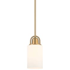 a small light fixture with a white glass shade on the bottom and a brass finish