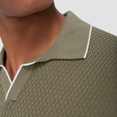 Crafted from soft cotton blend, this honeycomb stitch short-sleeved polo offers an impeccable balance of comfort, softness, breathability, and durability. Its features a sleek Johnny collar and distinct contrast-tipped V-placket, collar, armbands, and hem for a modern touch, while the short sleeves offer versatility for layering or wearing solo on sunnier days. Honeycomb Stitch, Blazer And T Shirt, Johnny Collar, Polo Sweater, Collar Sweater, Fashion Socks, Textured Knit, Knit Shorts, Polo Collar