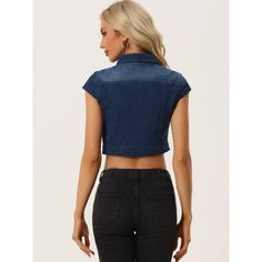 This stylish denim jacket features all the classic details to make any casual look a winner. Easy to wear with pants, jeans, and shorts. Whatever dresses up or down, it's a definite wardrobe essential! The basic denim jacket can be worn with your T-shirt, short skirts, suspenders, beach skirts, and more. It is suitable for many occasions, such as Shopping, Dating, Daily Wear, Weekend Gathering, Casual, etc. Fitted Collared Denim Jacket In Denim Blue, Fitted Denim Jacket With Short Sleeves In Denim Blue, Fitted Denim Blue Jacket With Short Sleeves, Casual Short Sleeve Fitted Denim Jacket, Fitted Short Sleeve Denim Jacket, Casual Fitted Short Sleeve Denim Jacket, Casual Cropped Denim Vest With Buttons, Casual Fitted Denim Vest With Buttons, Fitted Casual Denim Vest With Buttons