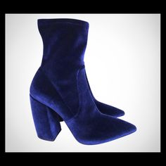 Brand New! Chunky Heel Navy Blue Booties No Box Or Bag, Authentic. Purchased At Nordstrom **Offers Considered** Blue Ankle Heeled Boots For Party, Blue Ankle Boot Heels For Party, Elegant Blue Heeled Boots For Formal Occasions, Elegant Blue Formal Heeled Boots, Trendy Blue Evening Boots, Chic Blue Heeled Boots For Winter, Chic Blue Heeled Boots For Formal Events, Elegant Blue Heeled Boots For Evening, Chic Blue Formal Boots