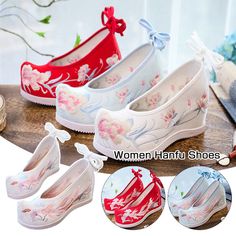 Women Ancient Chinese Hanfu Shoes High Heel Dance Performance Embroidered Shoes Description: 34 = Feet Length 22.0 cm/8.66inch  35 = Feet Length 22.5 cm/8.86inch  36 = Feet Length 23.0 cm/9.06inch  37 = Feet Length 23.5 cm/9.25inch  38 = Feet Length 24.0 cm/9.45inch  39 = Feet Length 24.5 cm/9.65inch  40 = Feet Length 25.0 cm/9.84inch Upper Material: Cotton Heel Height: (5cm-8cm) Sole Material: Rubber Upper And Inner Material: Cotton Heel Bottom Style: Inner Height Increase Function: Breathable, Lightweight, Non-Slip Pattern: Solid Color Plant Flower Popular Elements: Bows, Embroidered Flowers Package Included: 1pair Hanfu Shoes, Heel Dance, Slip Pattern, Height Increase, Chinese Hanfu, Embroidered Shoes, Plant Flower, Shoes High, Dance Performance