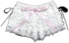 Summer Party Bottoms With Delicate Lace, Delicate Lace Brief Bottoms For Summer, Elegant White Lace Shorts, Party Bottoms With Lace Trim And Short Length, Feminine Lace Party Bottoms, Feminine Lace Trim Short Bottoms, Short Lace Bottoms In Feminine Style, Feminine Short Bottoms With Lace Trim, Feminine Short Lace Bottoms