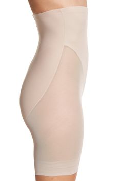 A hidden tummy control panel offers moderate control on a high-waisted slimmer with sheer leg panels.Fit: this style fits true to size. Top sold separately.- Elasticized waist- Hidden tummy control panel- Moderate control- High waist thigh slimmer- Seamless coverage- ImportedThis item cannot be shipped to Canada. Model's stats for sizing:. Height: 5'8". Bust: 34". Waist: 24". Hips: 34.5" Model is wearing size S. Machine wash cold Body: 69% nylon, 31% elastane Mesh: 84% nylon, 16% elastane Smoothing Fitted Short Leg Tights, Fitted Smoothing Tights Short Length, Fitted Smoothing Beige Hosiery, Fitted Smoothing Short Length Tights, Fitted Shapewear Bottoms, High-cut Leg Smoothing Shapewear Hosiery, High Waist Smoothing Shapewear Tights, High Waist Smoothing Tights Shapewear, Elegant Compression Shapewear With High-cut Leg