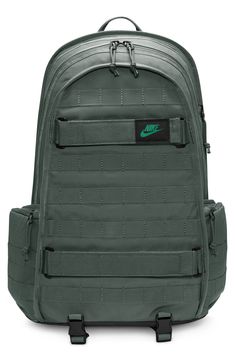 A sternum strap and padding at the shoulder straps and back panel ensure comfortable carry in this sporty backpack perfect for hiking or regular school days. Ample pockets including one for your laptop provide optimal storage. Fits up to 15" laptop Lined 100% polyester Imported Nordstrom x Nike: A curated lifestyle destination where fashion is the ultimate sport Sporty Backpack, Backpack Nike, Nike Backpack, Lots Of Pockets, School Days, Nike Sportswear, Shoulder Straps, Overalls, Hiking