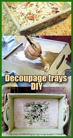 an old dresser has been transformed into a decorative tray