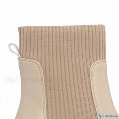 Orcajump - Chunky Heeled Elastic Knit Platform Chelsea Boots - Martin Ankle Boots Cream Casual Winter Booties, Casual Cream Winter Booties, Cream Ankle-high Winter Booties, High Ankle Beige Booties For Winter, Beige High Ankle Booties For Winter, Casual Stretch Boots With Round Toe, Trendy Winter Cream Booties, Beige High Ankle Casual Booties, Casual Beige Booties Medium Width