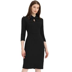 The dress is simple but elegant and classy, the length of dress is enough, not too short or too long that suit for spring and summer. Pair with heels can build a business casual look, and you can add a trench coat at cool season such as fall and spring. Elegant Workwear Dress, 3/4 Length, Elegant 3/4 Length Workwear Dresses, Elegant 3/4 Length Dress For Work, Elegant 3/4 Length Work Dress, Chic 3/4 Length Midi Dress For Formal Events, Chic 3/4 Length Midi Dress For Formal Occasions, Classic Midi Dress With 3/4 Sleeves For Work, Elegant Solid Color 3/4 Length Dress, Elegant Office Dress With 3/4 Length