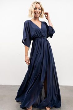 Kia Kimono Maxi Dress | Navy - Baltic Born Kimono Maxi Dress, Velvet Wrap Dress, Sage Dress, Beautiful Dress Designs, Kimono Sleeves, Rust Dress, Dress Dusty