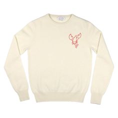 Long Sleeve Crewneck Sweater. 100% Cashmere. Hand-stitched in NYC. For Men's sizing, please order 2 sizes up. For example, Men's S is equivalent to Women's L.   Care Instructions: Hand wash cold with mild detergent. Do not bleach, lay flat to dry, or dry clean. All Lingua Franca pieces are hand embroidered once your or Lingua Franca Sweater, Lobster Sweater, Custom Sweaters, Crewneck Sweater, Knitwear Women, Cashmere Sweaters, Hand Stitching, Crew Neck Sweater, Hand Embroidered