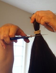 DIY Layered Haircut | The Involuntary Housewife Diy Hair Layers How To At Home, How To Layer Your Own Hair Step By Step, Long Layers Diy, Diy Long Layers Haircut At Home, Diy Layered Haircut Tutorial At Home, Diy Layers In Hair At Home, How To Cut Your Own Hair In Layers Long, Cut Layers In Hair Diy, Diy Haircut Layers Medium