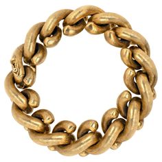 This stunning bracelet is crafted in 14 carat yellow gold, designed with fancy intertwined hook links hand finished with an etched texture giving the bracelet a beautiful sheen in movement. The piece measures 8.5 inches in length and weighs 73.11 grams. Stamped 14k. Italy, circa 1960's. Retro Yellow, Retro Bracelet, Gold Link Bracelet, Art Deco Bracelet, Circle Diamond, Metal Chain Link, Amethyst Bracelet, Yellow Gold Bracelet, Vintage Bracelets