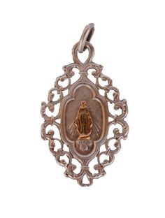 "Splendid French antique miraculous medal, made of sterling silver, hallmarked on the ring. Virgin Mary is made of 18K gold.  Please take a close look at the photos, they are an integral part of the description. It is in good antique condition. It would be a fantastic and unique Communion gift. Height: 1 3/16\" (3cm) Width: 11/16\" (1.8cm) Weight: 2.1g" Engraved Cross, Art Nouveau Pendant, Silver Gift Wrap, Sterling Pendant, Miraculous Medal, Charm Pendant Necklace, French Antique, Silver Gifts, Virgin Mary