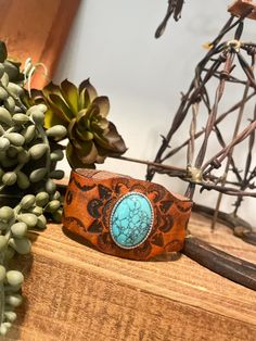 The Western Cuff Made From Faux Leather Turquoise Brass Clip Western Boho, Reign, Whiskey, Faux Leather, Cuff, Turquoise, Brass, Boutique, Leather