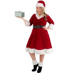 The Fun Costumes Santa Claus Christmas DressWhen anyone wonders what time Santa Claus will be coming to town, tell them to stop looking for the Santa suit and the elf hat. That's because it's all about the holiday dress, now! There's nothing sweeter than the look of bright red and white during the holidays. That's why we are proud to offer Christmas dresses that meet every need. Of course, if you want to really make a statement, Santa can still appear!Attention to DetailThis Santa Claus Sweetie Santa Costumes, Christmas Miracle, Santa Claus Costume, Santa Costume, Christmas Outfits Women, Santa Outfit, Hat Size Chart, Santa Suits, Velour Dress