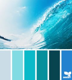 the color scheme is blue and green, with an image of a surfer in the water