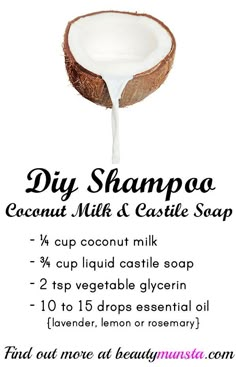 Shampoo Homemade, Shampoo Natural, Săpunuri Handmade, Shampoo Recipe, Liquid Castile Soap, Homemade Shampoo, Diy Shampoo, Cow Milk, Milk It