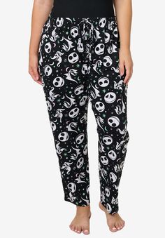 Feel relaxed at home with your favorite Disney pals in Jack Skellington and his loyal pup, Zero.FABRIC: CottonPants features an all-over print of Jack Skellington and Zero with a background of stars and moons.Relaxed fit, soft and comfy elastic waist with Drawstring Tie.100% Cotton. Soft and lightweight fabric.Women's Plus sizing. Pants measures approximately (laid flat):Waist: 1X =19", 2X = 20", 3X = 21", 4X = 24", 5X = 26".Inseam: 1X = 29 1/2", 2X = 29 1/2", 3X = 29 1/2", 4X = 29 1/2", 5X = 29 Jack Skellington And Zero, Fleece Pjs, Stars And Moons, Cotton Pajama Pants, Scotland Uk, Occasion Dresses Wedding, Sleep Wear, Tunic Tank Tops, Swimsuits For All