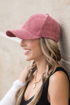 Material: 50% cotton/50% polyester Adjustable Fit Brim Length: 3.25" Overall Height: 6.5" Holiday Graphic Tees, Pink Cap, Ball Caps, Black Camel, Usa Outfit, Sweaters And Leggings, Heeled Loafers, Colorful Boho, Ball Cap