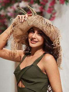 Protect yourself from the sun while looking stylish with this wide brim straw hat. Perfect for vacations, picnics, and beach days, it features tassels for an added touch. Stay cool and comfortable while enjoying your outdoor activities. Color : Khaki Details : Fringe Style : Boho Material : Straw Product Technique : None Size Crown one-size 56 Beachwear Straw Hat For Sunbathing During Beach Season, Summer Vacation Straw Hat In Paper Straw, Summer Vacation Straw Hat Made Of Paper Straw, Beachwear Straw Hat For Pool And Beach Season, Summer Straw Hat For Picnic, Panama Hat Of Paper Straw For Vacation, Bohemian Hats For Beach Season Picnics, Beachwear Straw Hat For Vacation Pool, Wide Brim Paper Straw Hat For Beach