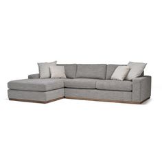 Experience the epitome of modern luxury with the Koa Sectional. This exquisite piece is composed of a one-arm sofa and a one-arm chaise, featuring a wooden base and upholstered in the sophisticated Majestic Steel fabric. The Koa Sectional includes two toss pillows and boasts a wide seat depth, providing exceptional comfort. Its contemporary design and durable construction make it a perfect addition to any room, elevating the space with sleek contours and a refined presence. Indulge in the plush Facing Sofas, Gray Sectional, Grey Sectional Sofa, Grey Sectional, Upholstered Sectional, Sectional Sofas, Right Hand, Left Hand, Sectional Sofa