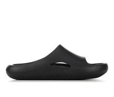 Soft LiteRide™ foam construction, Easy slip-on entry, Open round toe, Cupped footbed cradles feet, Durable outsole, Crocs™ branding details | Adults' Crocs Mellow Slide Sandals in Black Size Men's 3 / Women's 5 Durable Synthetic Round Toe Slides, Durable Synthetic Slip-on Slides, Slip-on Slip-resistant Foam Slides, Slip-resistant Foam Slip-on Slides, Functional Slip-on Slip-resistant Slides, Functional Slip-resistant Slip-on Slides, Slip-resistant Foam Slip-on Sandals, Slide Sandals, Slip On