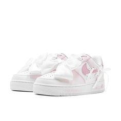 Step into style with our White Lace Pink Custom Air Force 1 shoes! These unique kicks feature a fun and playful color combination, perfect for expressing your individuality. The white lace adds a touch of elegance, while the custom design adds a one-of-a-kind flair to any outfit. Make a statement with every step in these must-have shoes! Exactly as shown in the pictures. 📷 Brand New & Authentic. 💯 Hand Painted with attention to detail. 👨‍🎨 Waterproof and Flexible. ❤️ Unisex model. Please refer to the Size Chart. 👟👫 Free Worldwide Shipping. ✈️🌍 Quince Shoes Sneakers, Cute Shoes Nike, Pink Custom Air Force, Cute Pink Shoes, Cute Shoes Sneakers, Cute Tennis Shoes, Light Pink Shoes, Pink Jordans, Air Force 1 Shoes