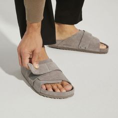 Birkenstock Kyoto, Birkenstock Styles, Makeup Order, Calf Muscles, Envelope Design, Stylish Sandals, Womens Sandals Flat, Nubuck Leather, Hook And Loop