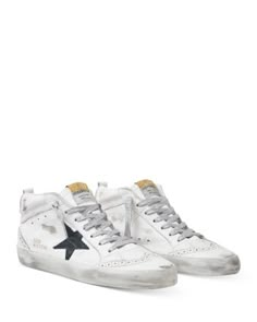 Golden Goose Deluxe Brand Women's Mid Star Mid Top Sneakers Mid Star Golden Goose, Golden Goose Mid Star Outfit, Golden Goose Outfit, Tennis Shoes Outfit, Preppy Shoes, Night Dresses, Goose Shoes, Shoes Ideas, Mid Top Sneakers