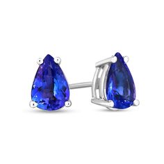 A sophisticated look in dreamy color, these pear-shaped tanzanite solitaire stud earrings in white gold fit any occasion with ease. Fashioned in 14K white gold Each earring simply glistens with a 7.0 x 5.0mm pear-shaped violet-blue tanzanite solitaire. These post earrings secure comfortably with friction backs. Gold Book, Tanzanite Stone, Solitaire Studs, Blue Tanzanite, Earring Backs, Stone Settings, Designer Earrings, Pear Shaped, Post Earrings